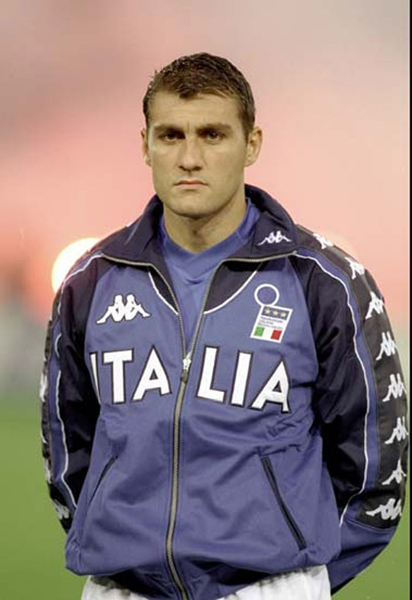 Vieri (5).jpg - 8 Sep 1999:  Portrait of Christian Vieri of Italy lining up for the European Championship qualifier against Denmark at the San Paolo Stadium in Naples, Italy. Denmark won 3-2.Mandatory Credit: Alex Livesey /Allsport